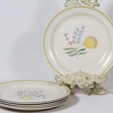 Arabia Windflower lautaset, matala, 6 kpl, suunnittelija Olga Osol, matala, käsinmaalattu