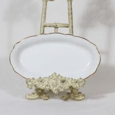 Arabia Siro vati, valkoinen, suunnittelija , pieni, soikea, kultareunakoriste