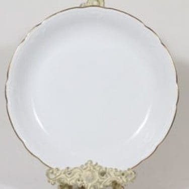 Arabia Siro vati, valkoinen, suunnittelija , pyöreä, suuri, kultareunakoriste