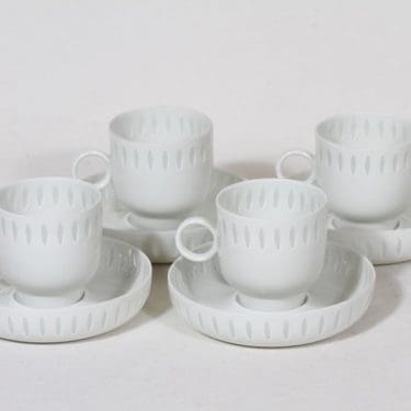 Arabia Riisi mokkakupit, valkoinen, 4 kpl, suunnittelija ,