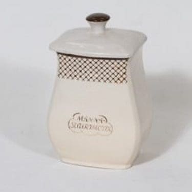 Arabia EG 2 mannasuurimopurkki, tekstikuvio, suunnittelija , tekstikuvio, tekstikoriste