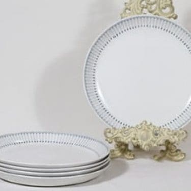 Arabia Heini lautaset, matala, 5 kpl, suunnittelija Raija Uosikkinen, matala, kuparipainokoriste