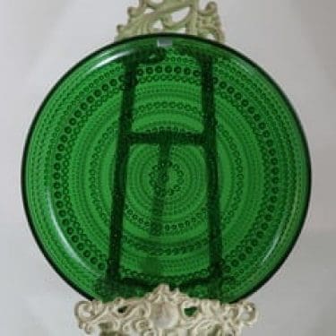 Nuutajärvi Kastehelmi lautanen, vihreä, suunnittelija Oiva Toikka,