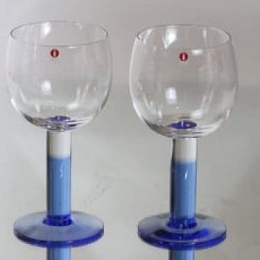 Iittala Mondo lasit, sininen, 2 kpl, suunnittelija Kerttu Nurminen, suuri