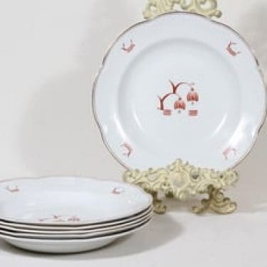 Arabia Terttu lautaset, syvä, 6 kpl, suunnittelija , syvä, painettu koriste, art deco