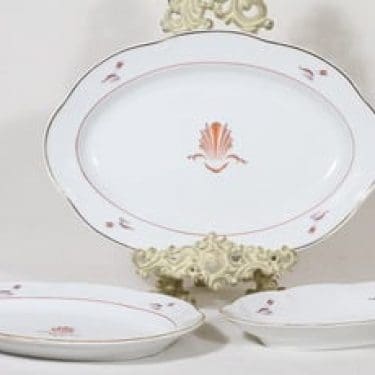 Arabia Näkki vadit, 3 kpl, suunnittelija Rainer Baer, soikea, siirtokuva, art deco