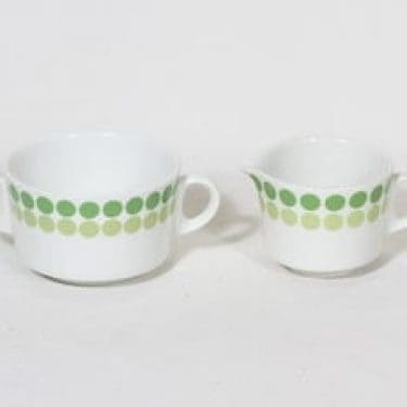 Arabia Ilopallo sokerikko ja kermakko, suunnittelija Raija Uosikkinen, serikuva, retro