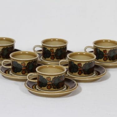 Arabia Otso mokkakupit, 6 kpl, suunnittelija Raija Uosikkinen, erikoiskoriste, retro