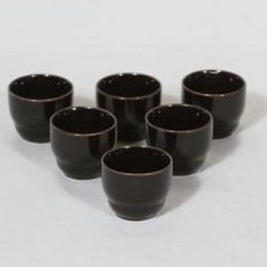 Arabia Kilta munakupit, musta, 6 kpl, suunnittelija Kaj Franck,