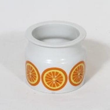 Arabia Pomona purnukka, appelsiini, suunnittelija Raija Uosikkinen, appelsiini, serikuva, retro