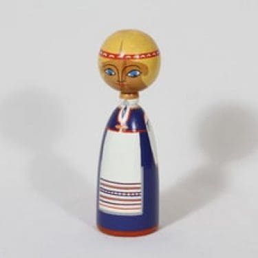 Kupittaan savi puunukke, käsinmaalattu, suunnittelija Orvokki Laine, käsinmaalattu, signeerattu