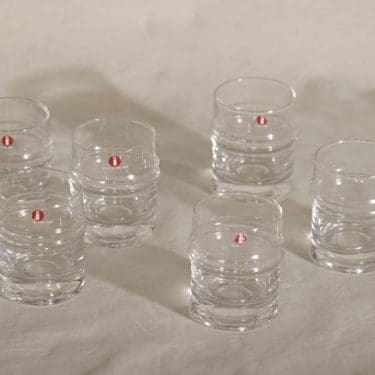 Iittala Pisaranrengas snapsilasit, kirkas, 6 kpl, suunnittelija Timo Sarpaneva,