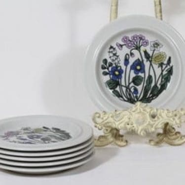 Arabia Flora lautaset, 6 kpl, suunnittelija Esteri Tomula, pieni, serikuva