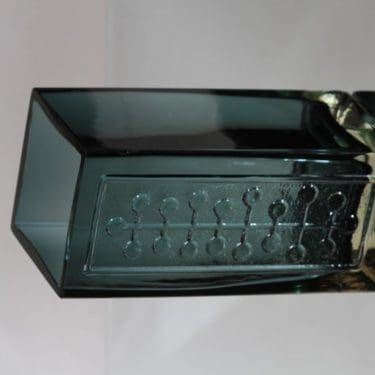 Riihimäen lasi Lucullus maljakko, siniharmaa, suunnittelija Nanny Still, suuri, massiivinen