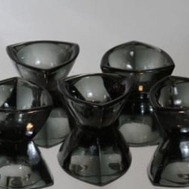 Nuutajärvi Häränsilmä tuhka-astiat, harmaa, 5 kpl, suunnittelija Kaj Franck, pieni