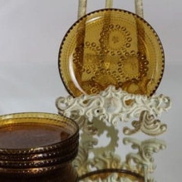 Riihimäen lasi Grapponia lautaset, ruskea, 5 kpl, suunnittelija Nanny Still, pieni