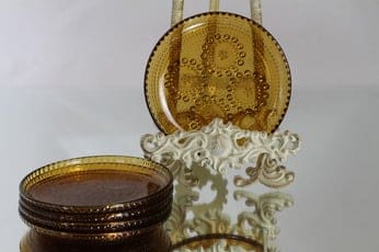 Riihimäen lasi Grapponia lautaset, ruskea, 5 kpl, suunnittelija Nanny Still, pieni