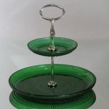 Nuutajärvi Kastehelmi kerrostarjotin, smaragdinvihreä, suunnittelija Oiva Toikka,