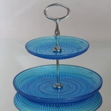 Nuutajärvi Kastehelmi kerrostarjotin, sininen, suunnittelija Oiva Toikka,