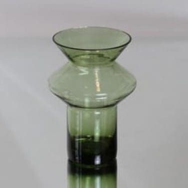 Riihimäen lasi Hyrrä maljakko, vihreä, suunnittelija Helena Tynell,