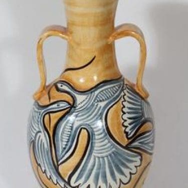 Kupittaan savi 317 maljakko, käsinmaalattu, suunnittelija , käsinmaalattu, suuri, signeerattu