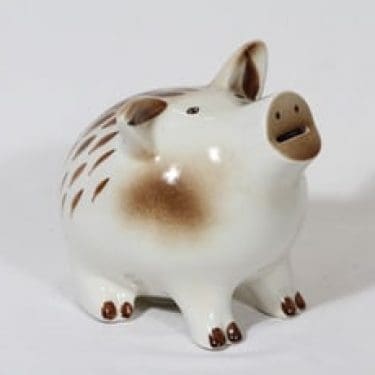 Arabia Säästö säästöporsas, käsinmaalattu, suunnittelija Gunvor Olin-Grönqvist, käsinmaalattu, suuri, signeerattu