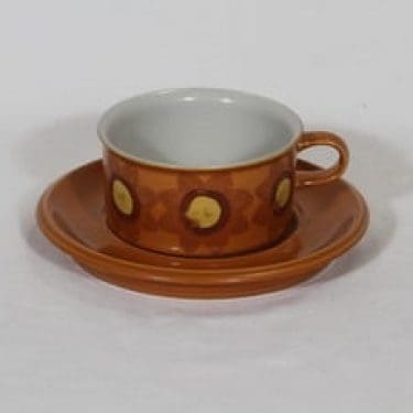 Arabia S teekuppi, käsinmaalattu, suunnittelija Hilkka-Liisa Ahola, käsinmaalattu, signeerattu, retro