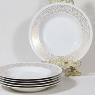 Arabia Kimmel lautaset, syvä, 6 kpl, suunnittelija Esteri Tomula, syvä, serikuva