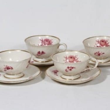 Arabia Regina teekupit, 4 kpl, suunnittelija Svea Granlund, siirtokuva