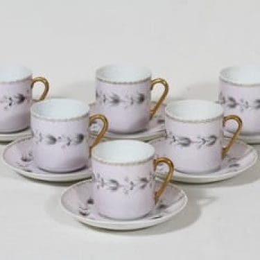 Arabia OC mokkakupit, käsinmaalattu, 6 kpl, suunnittelija Esteri Tomula, käsinmaalattu, signeerattu