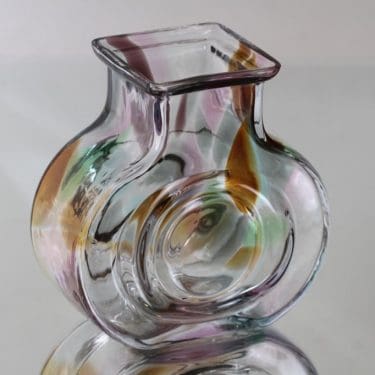 Riihimäen lasi maljakko, signeerattu, suunnittelija Helena Tynell, signeerattu