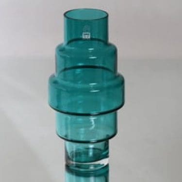 Riihimäen lasi maljakko, turkoosi, suunnittelija ,