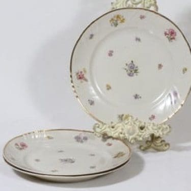 Arabia Rosita lautaset, matala, 3 kpl, suunnittelija Svea Granlund, matala, siirtokuva, kultakoriste