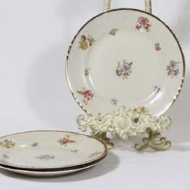 Arabia Rosita lautaset, pieni, 3 kpl, suunnittelija Svea Granlund, pieni, siirtokuva, kultakoriste