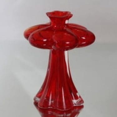 Riihimäen lasi Päivänkukka maljakko, puna-keltainen, suunnittelija Helena Tynell,