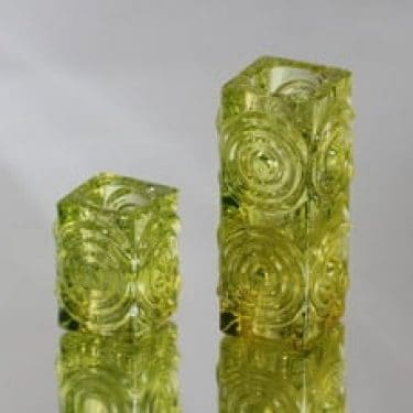 Riihimäen lasi Rengas kynttilänjalat, eri kokoja, 2 kpl, suunnittelija Tamara Aladin, eri kokoja, retro