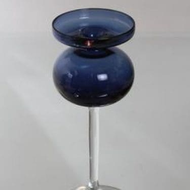 Iittala 2660 kynttilänjalka, sininen, suunnittelija Erkki Vesanto,