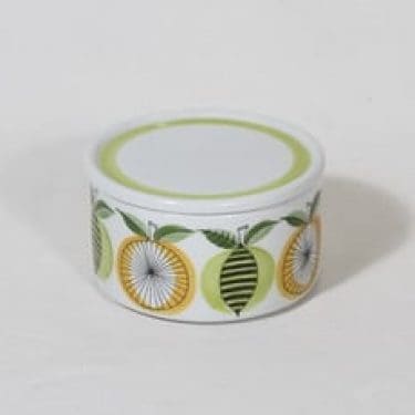 Arabia Pomona purnukka, käsinmaalattu, suunnittelija Raija Uosikkinen, käsinmaalattu, painettu, retro, käsinmaalattu