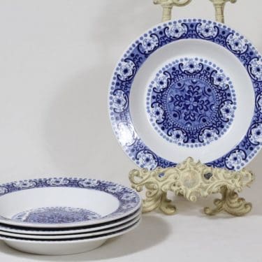 Arabia Ali lautaset, syvä, 5 kpl, suunnittelija Raija Uosikkinen, syvä, kuparipainokoriste