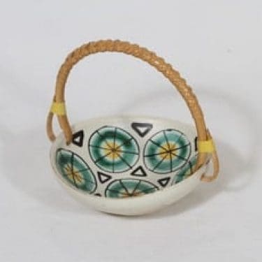 Kupittaan savi 680-l keramiikkakori, käsinmaalattu, suunnittelija Laila Zink, käsinmaalattu, pieni, signeerattu