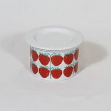 Arabia Pomona purnukka, mansikka, suunnittelija Raija Uosikkinen, mansikka, pieni, serikuva, retro