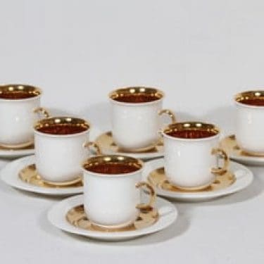 Arabia Arctica mokkakupit, Gold, 6 kpl, suunnittelija Inkeri Leivo, Gold, kullattu