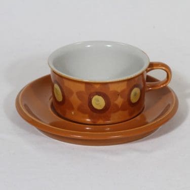 Arabia S teekuppi, käsinmaalattu, suunnittelija Hilkka-Liisa Ahola, käsinmaalattu, signeerattu, retro