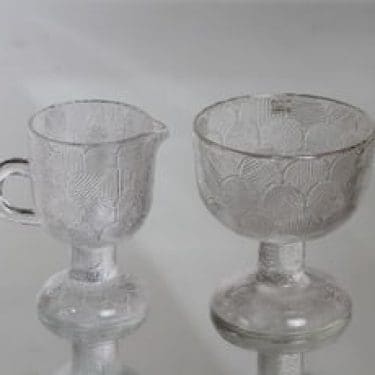 Nuutajärvi Miranda sokerikko ja kermakko, kirkas, suunnittelija Heikki Orvola,