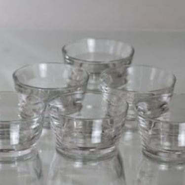 Nuutajärvi Prisma annoskulhot, kirkas, 6 kpl, suunnittelija Kaj Franck,