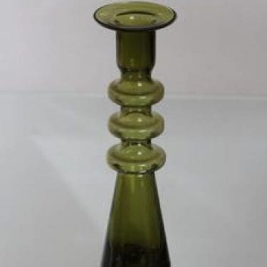 Riihimäen lasi Pagoda kynttilänjalka, oliivinvihreä, suunnittelija Nanny Still,