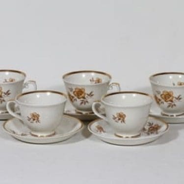 Arabia Myrna kahvikupit, 5 kpl, suunnittelija Olga Osol, serikuva