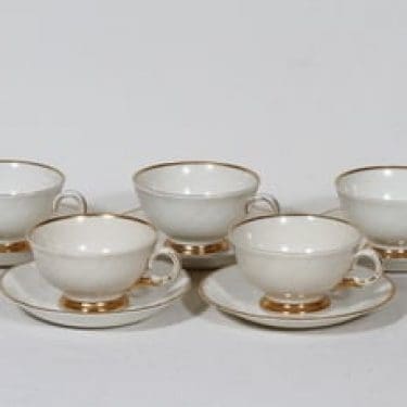 Arabia Kultakoriste kahvikupit, 5 kpl, suunnittelija , kultaraita