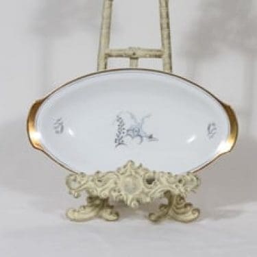 Arabia Mökki kulho, suunnittelija Rainer Baer, pieni, soikea, painokuva