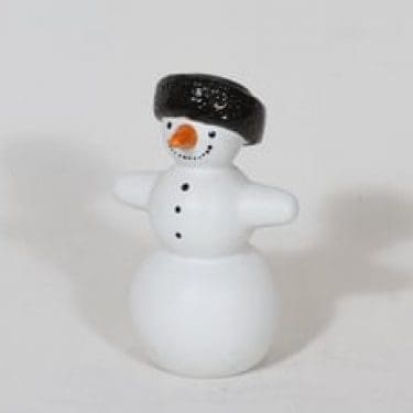 Arabia figuuri, käsinmaalattu, suunnittelija Inkeri Seppälä, käsinmaalattu, signeerattu, mattalasite, lumiukkoaihe